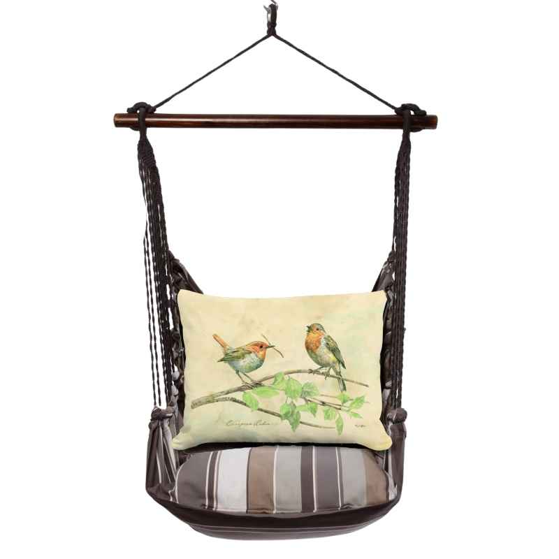 3 Piece Hammock Swing - Slate Grey Stripe with Vintage Pillow