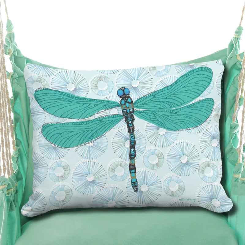 3 Piece Hammock Swing - Seafoam Green Solid with Dragonfly Pillow