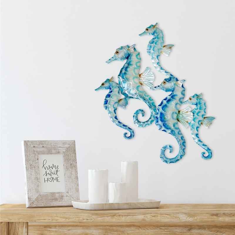 Handcrafted Metal & Capiz Seahorses Wall Art
