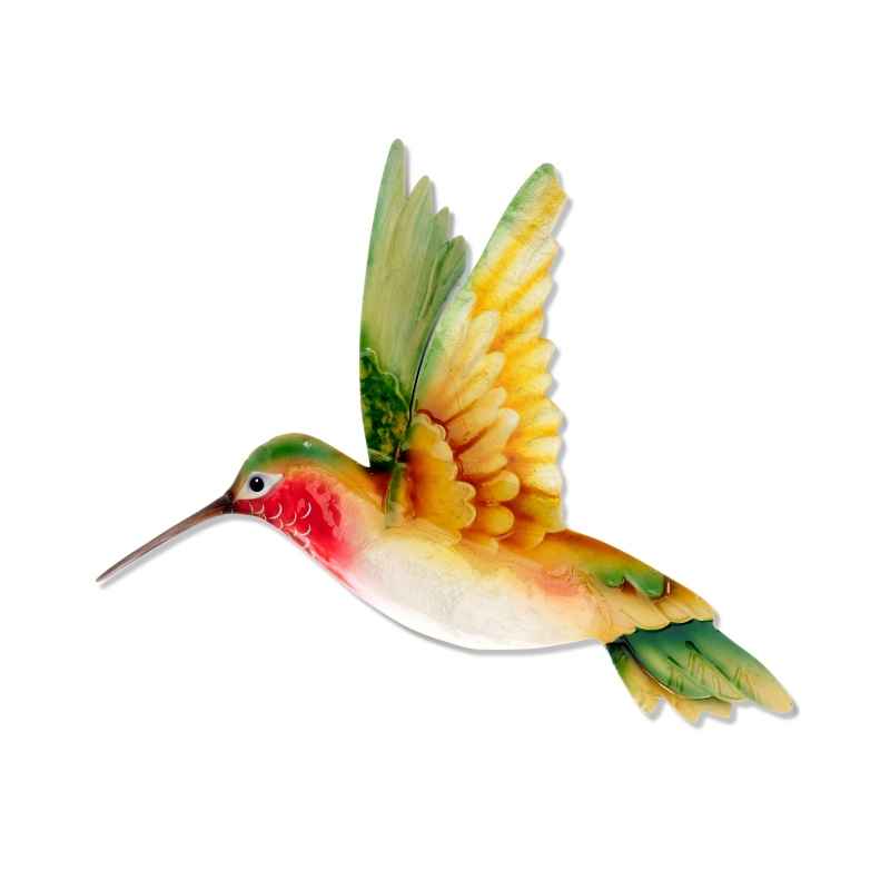 Hand-Painted Metal and Capiz Ruby-Throated Hummingbird Wall Art