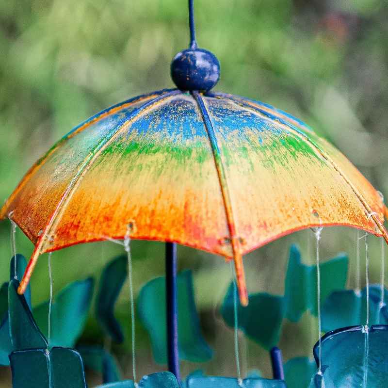 Glass and Metal Raindrop Rainbow Umbrella Mobile