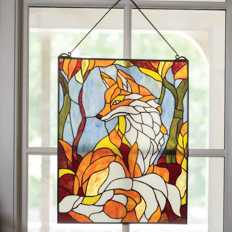 Stained Glass Fox Window Panel