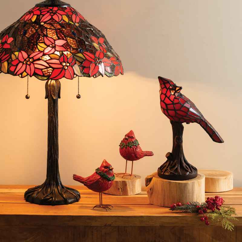 Cardinal Stained Glass Lamp