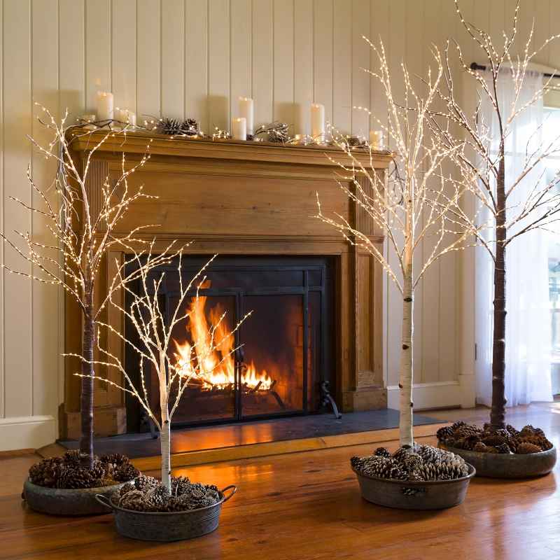 Large Birch Tree with 750 Micro Lights, 7'H