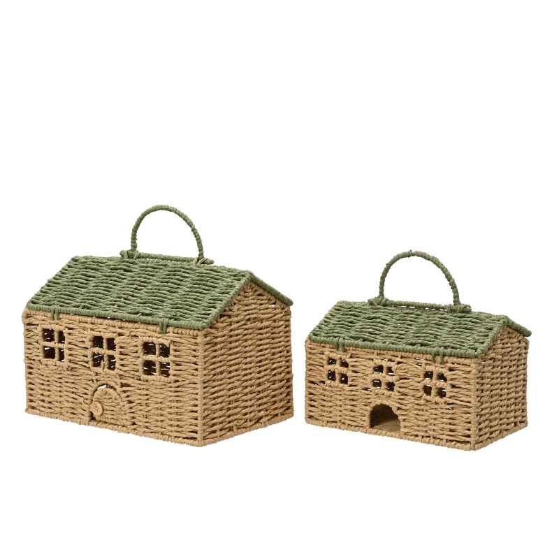 Set of 2 Rattan House Baskets