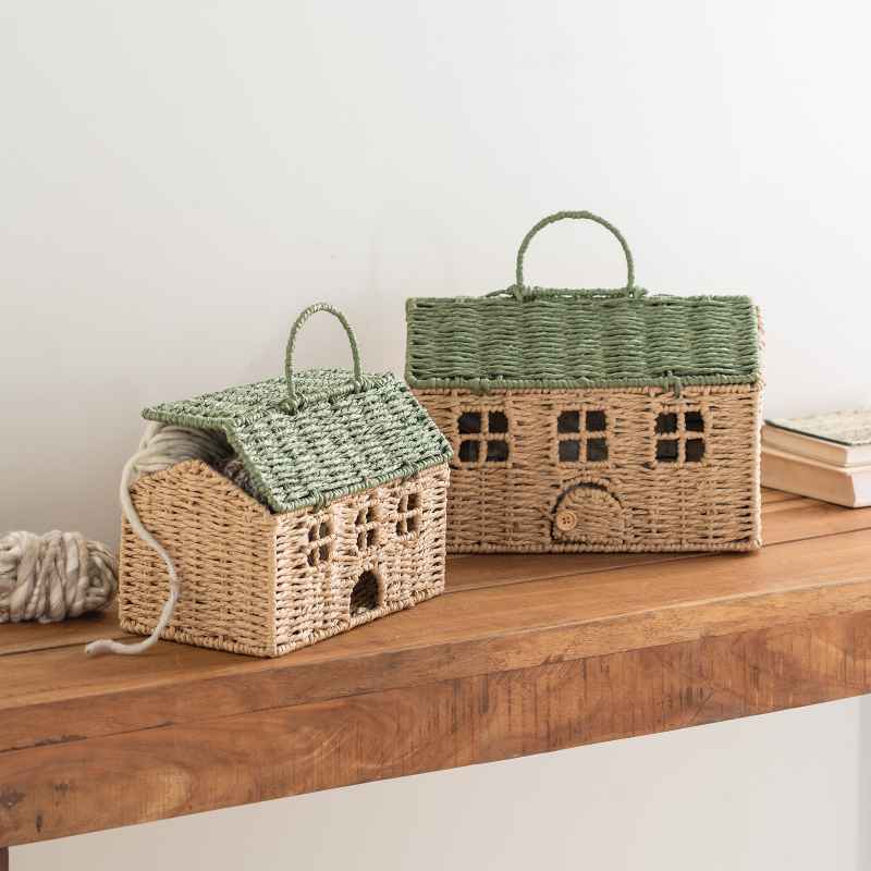 Set of 2 Rattan House Baskets