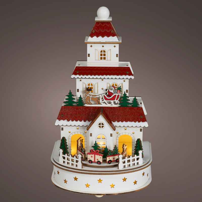 Wooden LED Christmas House with Music