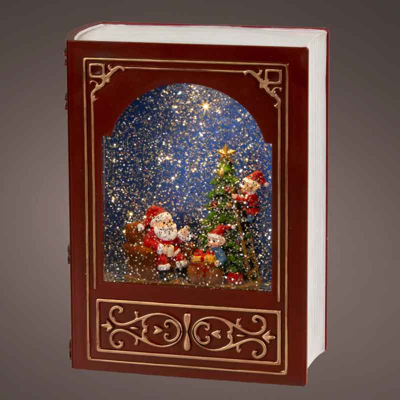LED Christmas Book Motion Water Spinner