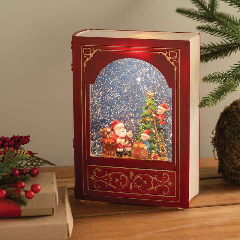 LED Christmas Book Motion Water Spinner