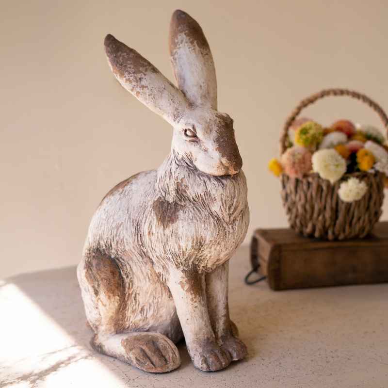 Faux Concrete Sitting Rabbit Statue