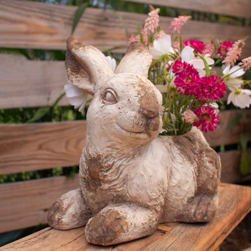 Faux Concrete Rabbit Planter