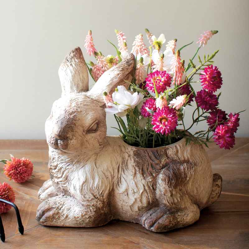 Faux Concrete Rabbit Planter