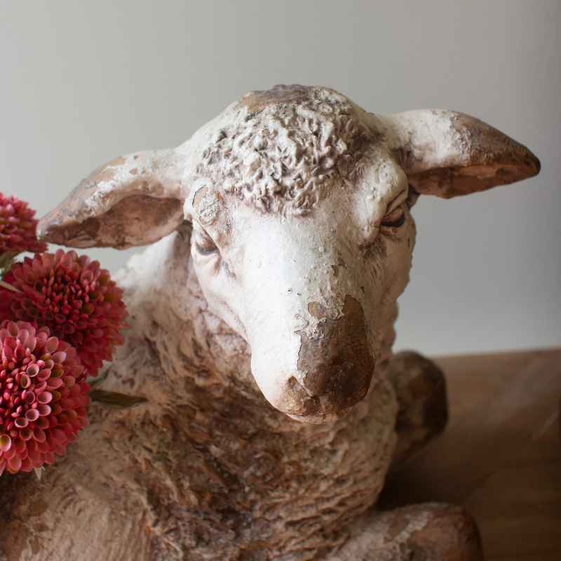 Faux Concrete Resting Sheep Planter