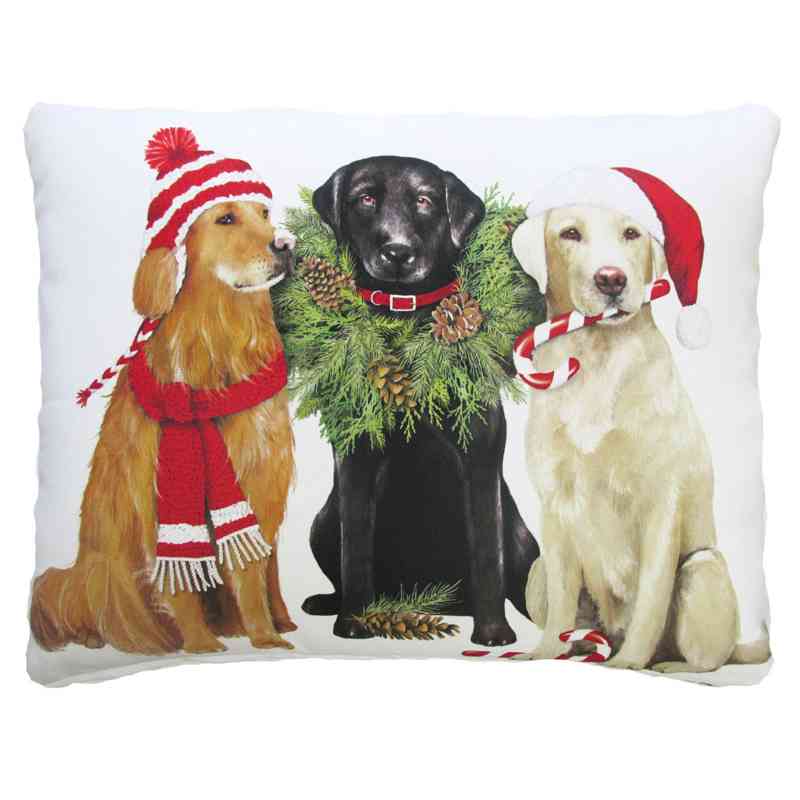 Indoor/Outdoor Christmas Dog Trio Pillow