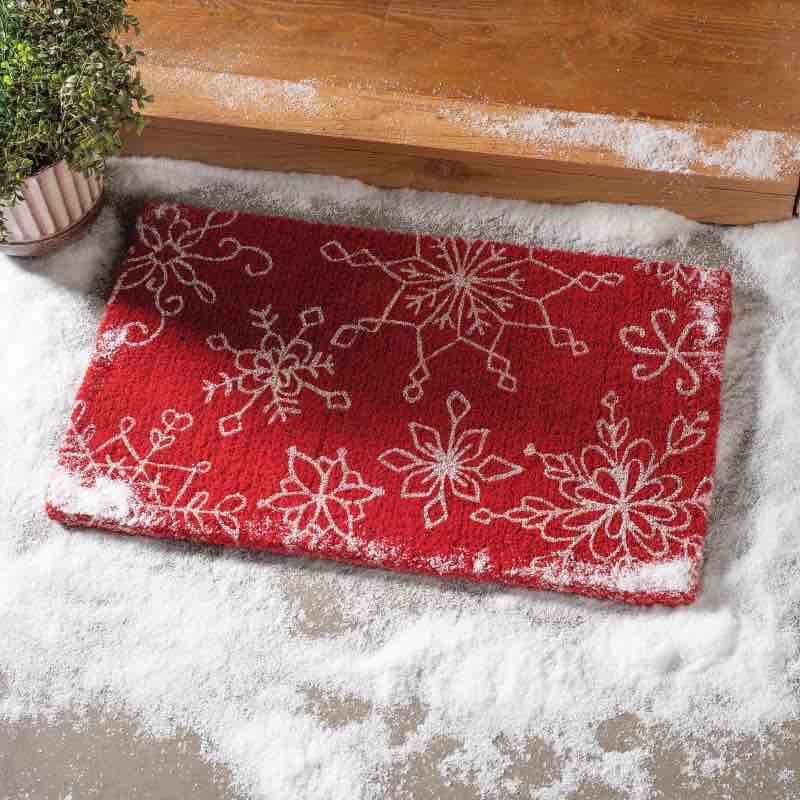 White Snowflakes Coir Mat