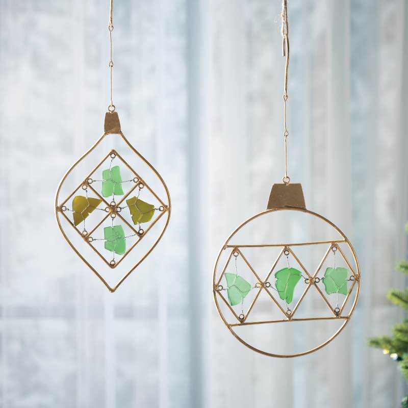 Oversized Round Recycled Glass Hanging Ornament