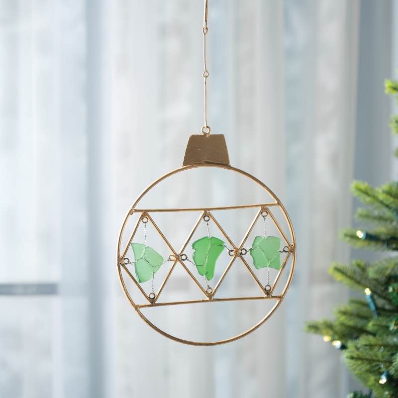 Oversized Round Recycled Glass Hanging Ornament