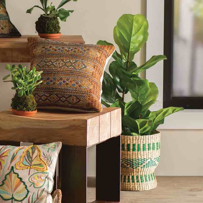 Green and Natural Seagrass Baskets, set of 2