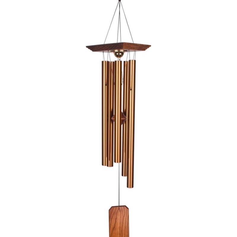 Large Memorial Wind Chime With Weatherproof Metal Compartment In Bronze And Teak Finish