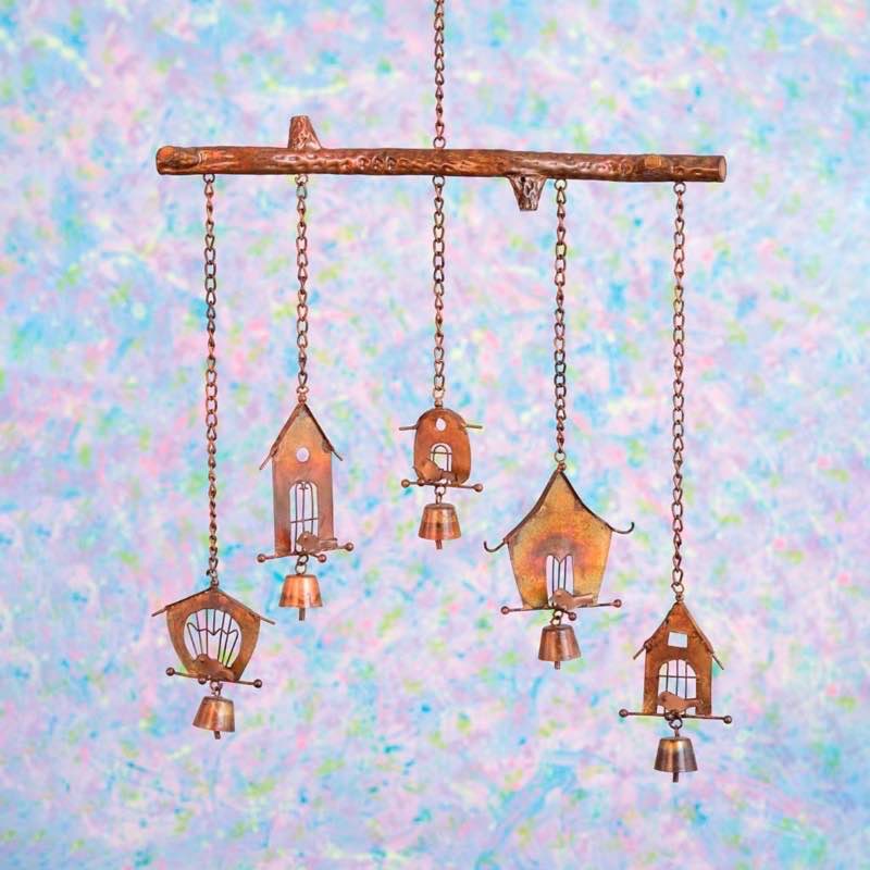 Metal Mini-Birdhouse Wind Chime