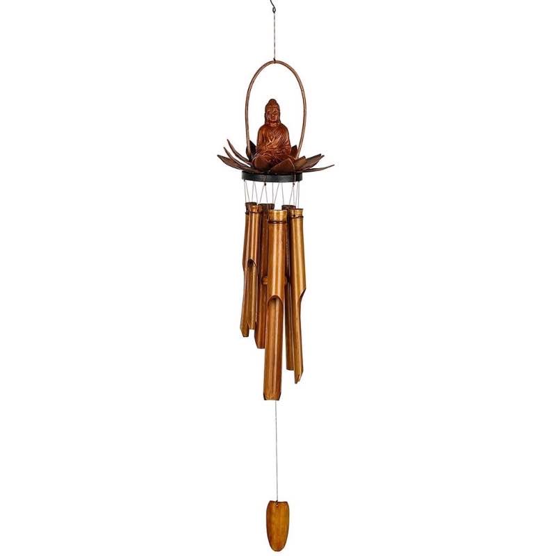 Handcrafted Seated Buddha in Lotus Bamboo Wind Chime