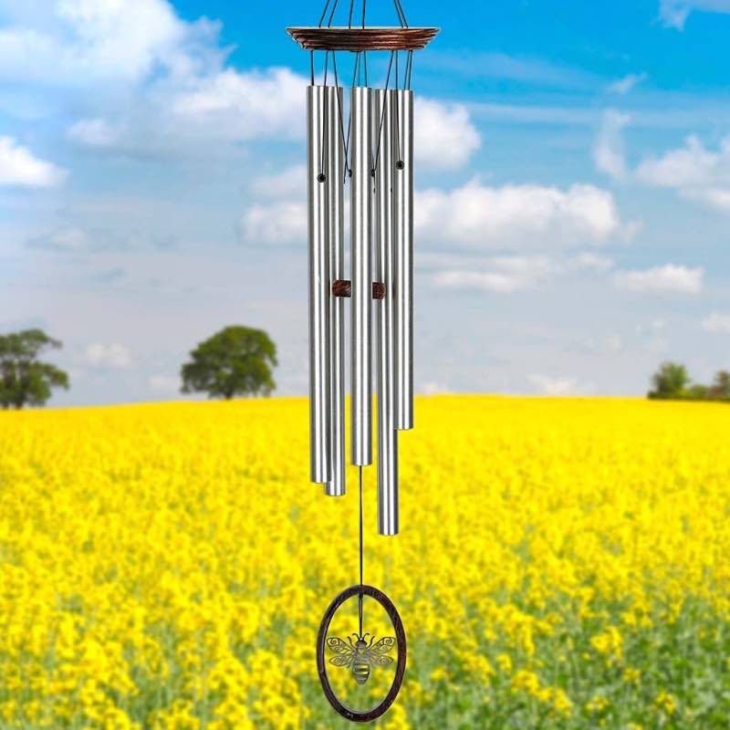 Bumble Bee Wind Chime with Aluminum Tubes and Wooden Top