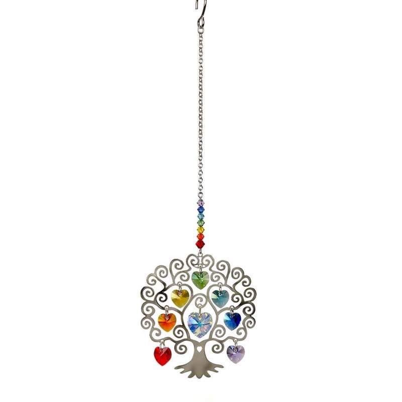 Metal Tree of Life with Colorful Crystals