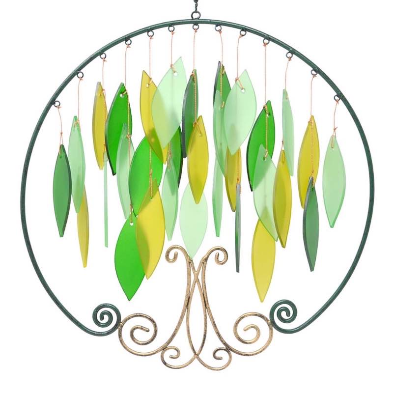 Handcrafted Metal and Glass Tree of Life Wind Chime