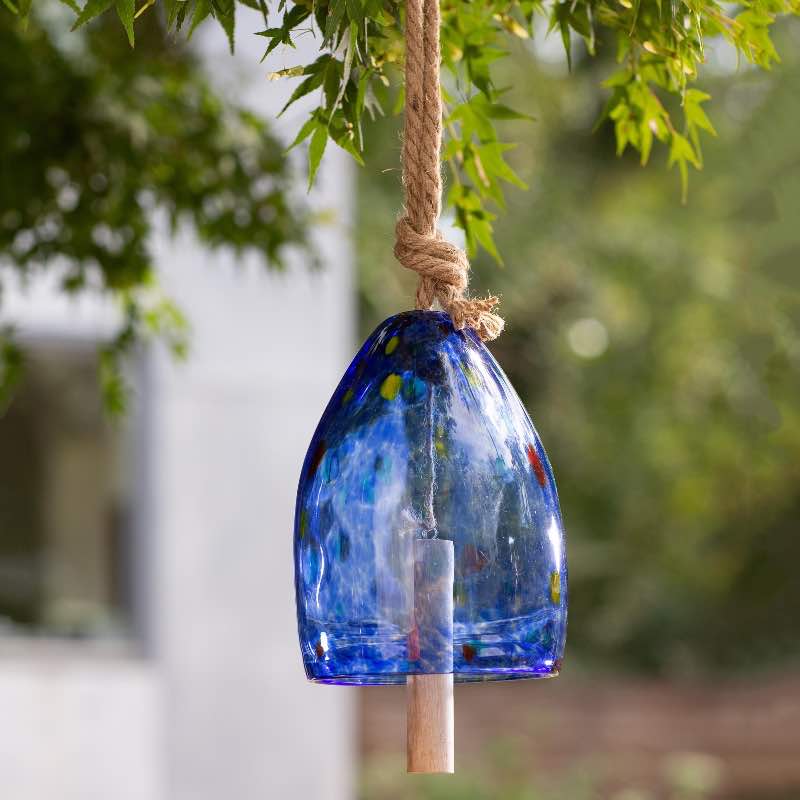 Colorful Mouth-Blown Glass Bell (blue)