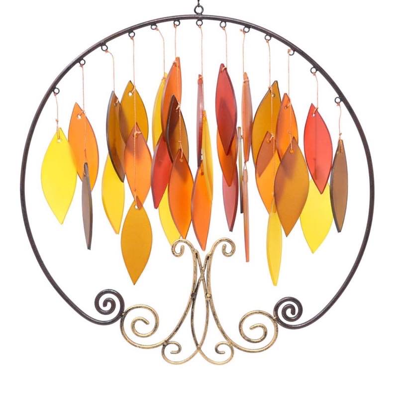 Handcrafted Autumn Glass and Metal Wind Chime