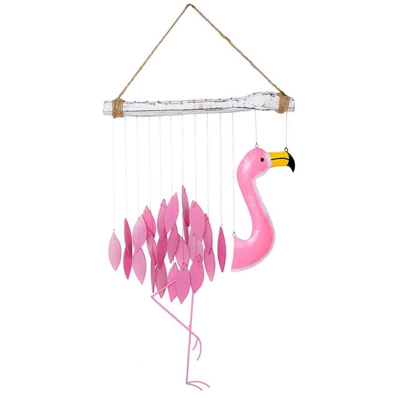 Glass and Driftwood Flamingo Wind Chime