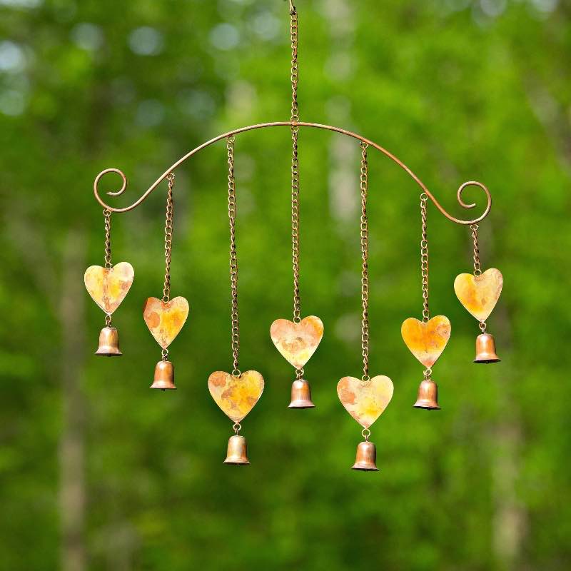 Copper Dangling Hearts Wind Chime