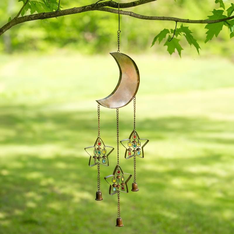 Moon and Stars Flamed Metal Wind Chime