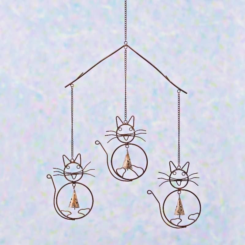 Cats with Bells Flamed Metal Wind Chime