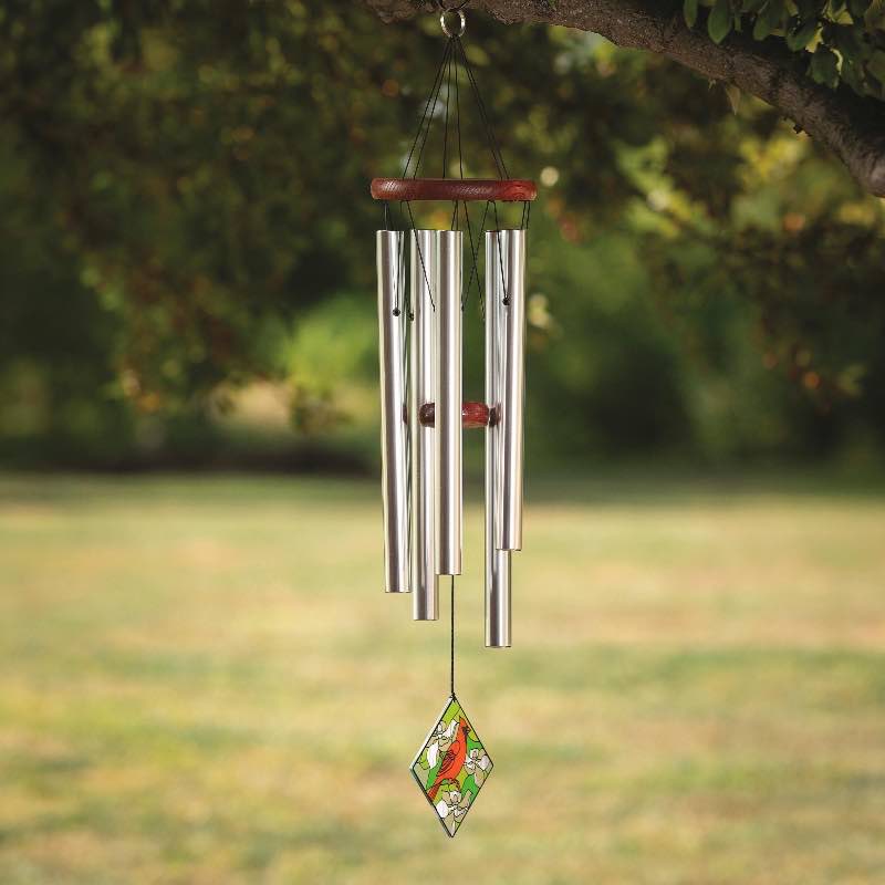 Wood and Aluminum Cardinal Wind Chime