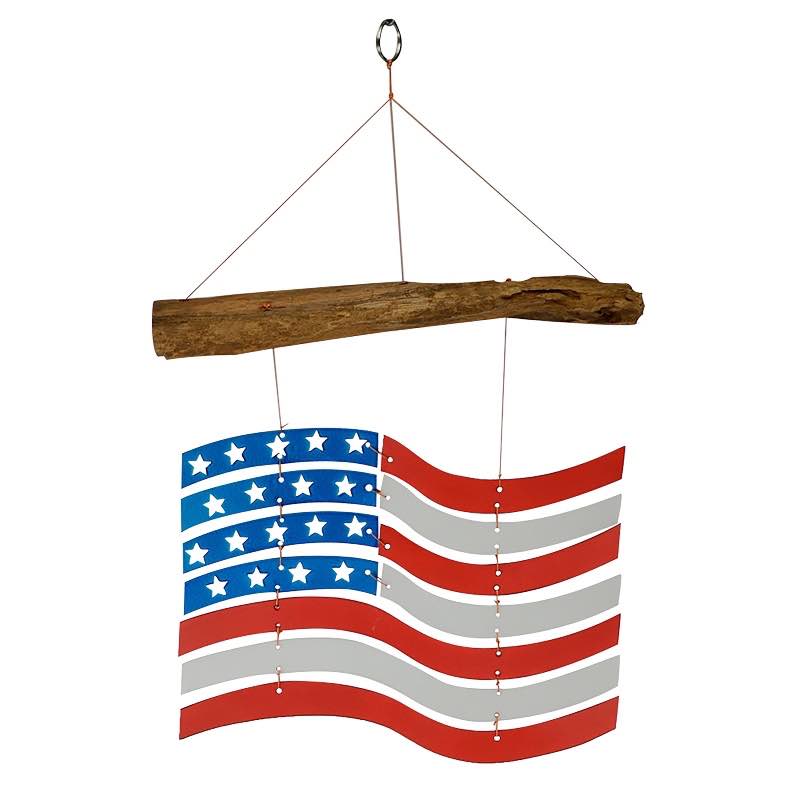 American Flag Glass Wind Chime