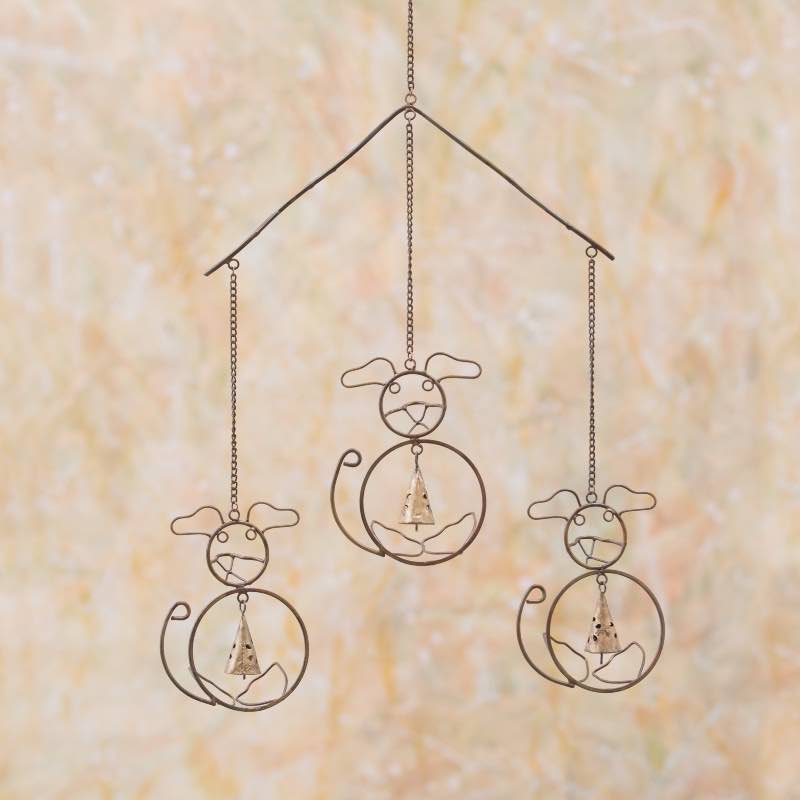 Dogs with Bells Flamed Metal Wind Chime