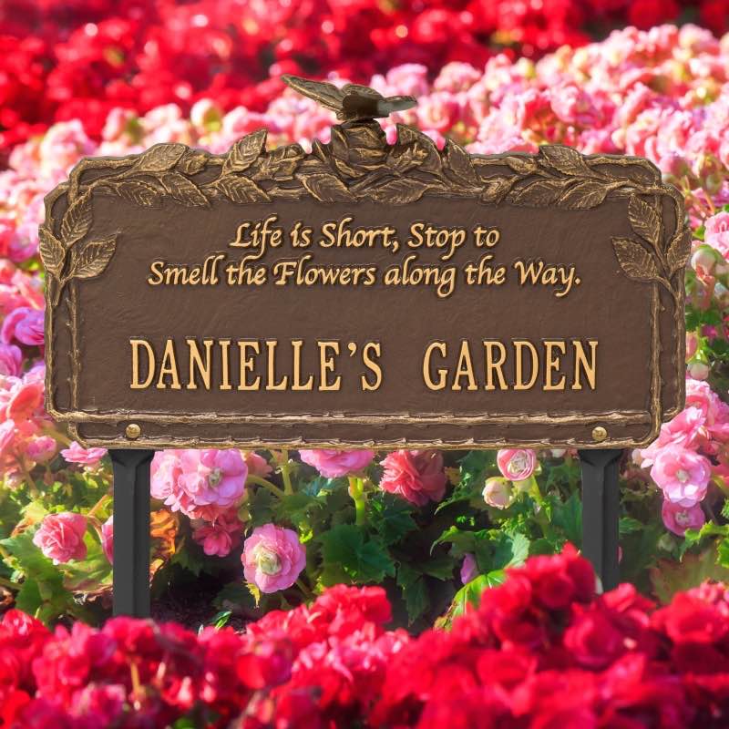 Personalized Life is Short Quote Garden Plaque - Bronze