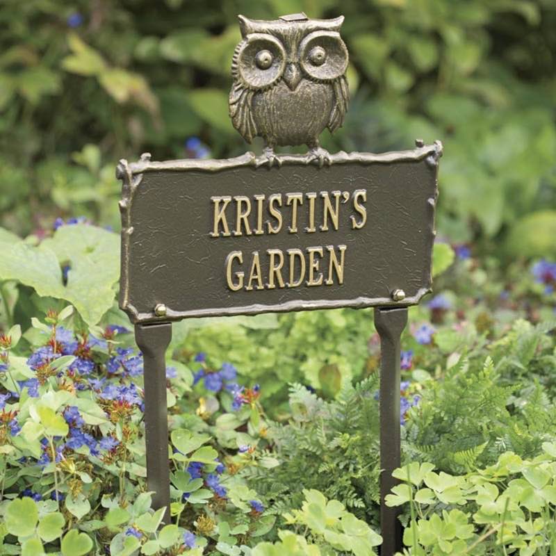 Personalized Owl Metal Garden Plaque - Bronze