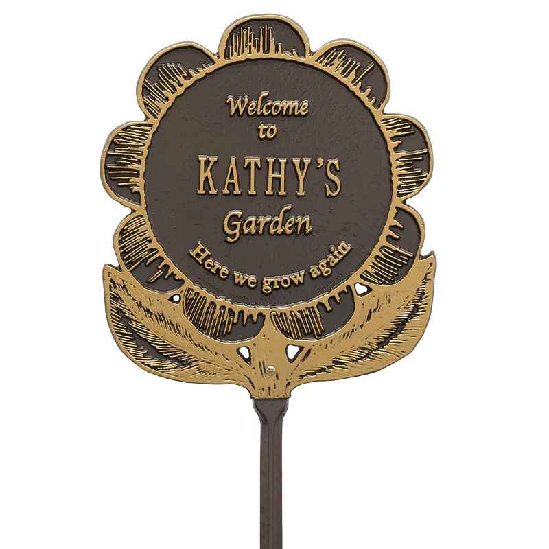 Personalized Flower Garden Plaque - Bronze/Gold