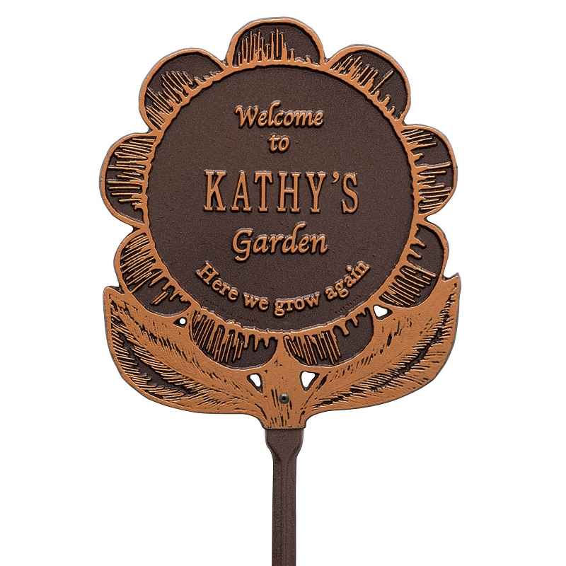 Personalized Flower Garden Plaque - Antique Copper