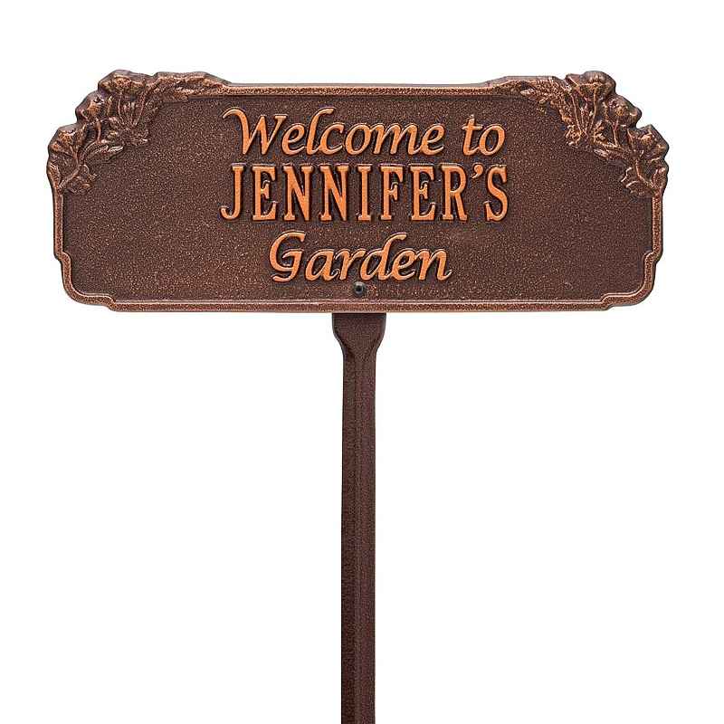 Personalized Welcome Garden Plaque - Antique Copper