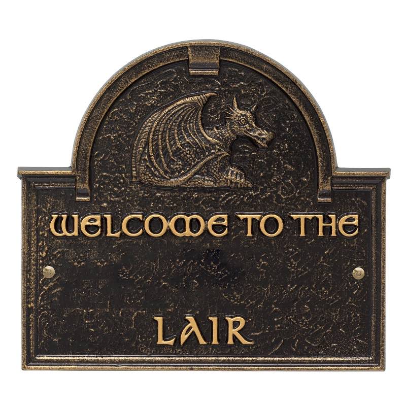 Dragon Welcome Plaque - Black/Gold