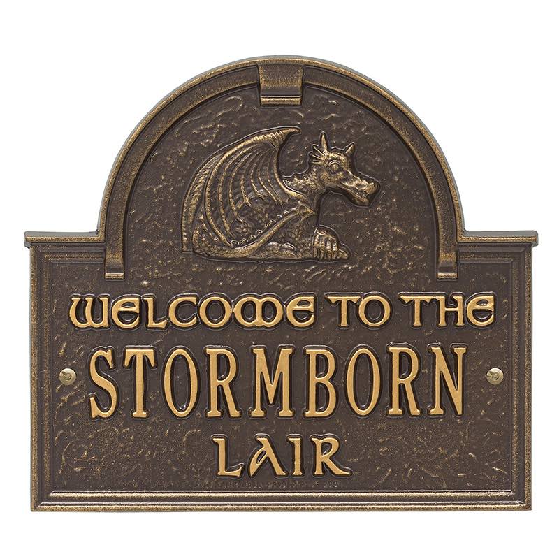 Dragon Welcome Plaque - Bronze/Gold