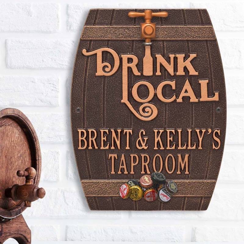 Drink Local Personalized Pub Plaque with Opener