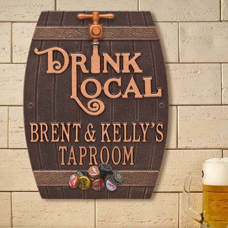 Drink Local Personalized Pub Plaque with Opener