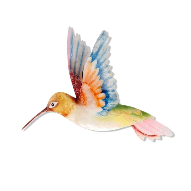 Hand-Painted Metal and Capiz Hummingbird Wall Art