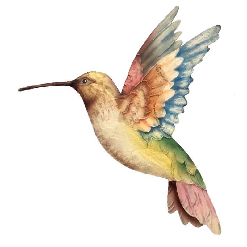 Hand-Painted Metal and Capiz Hummingbird Wall Art