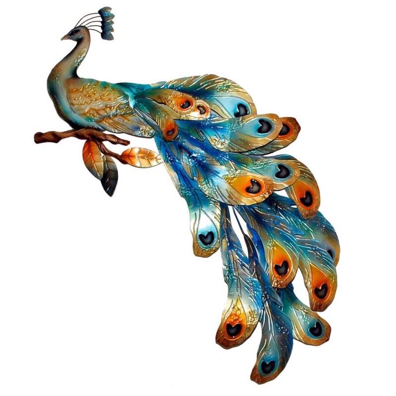 Hand-Painted Metal and Capiz Peacock Wall Art