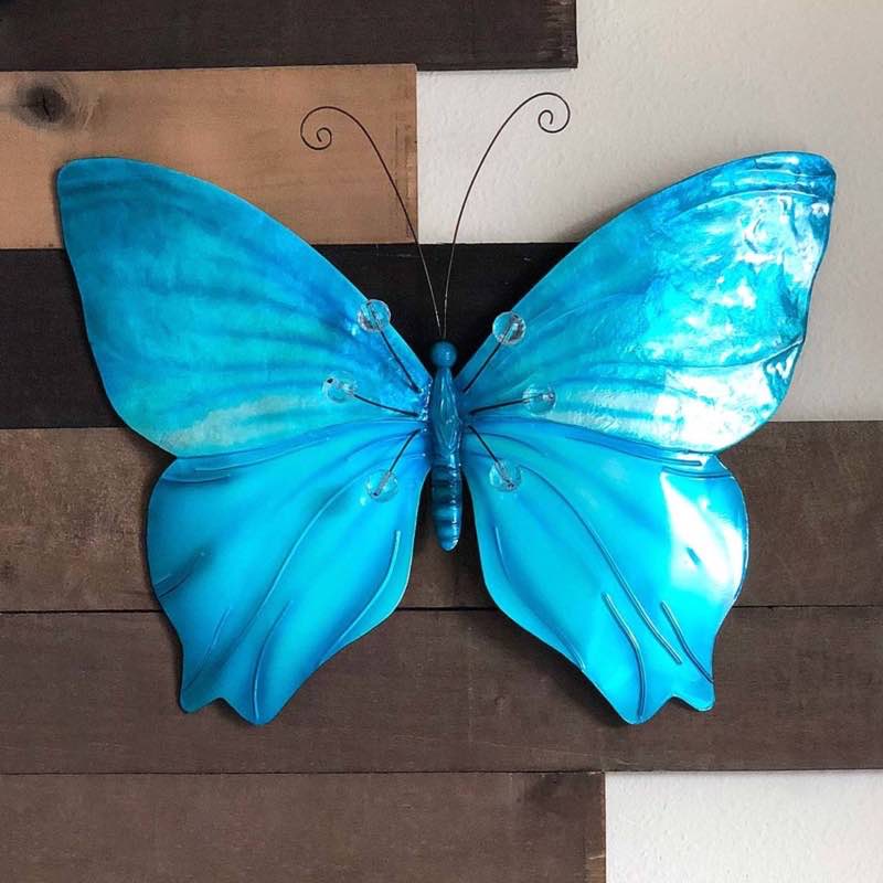 Metal and Capiz Blue Butterfly Wall Art